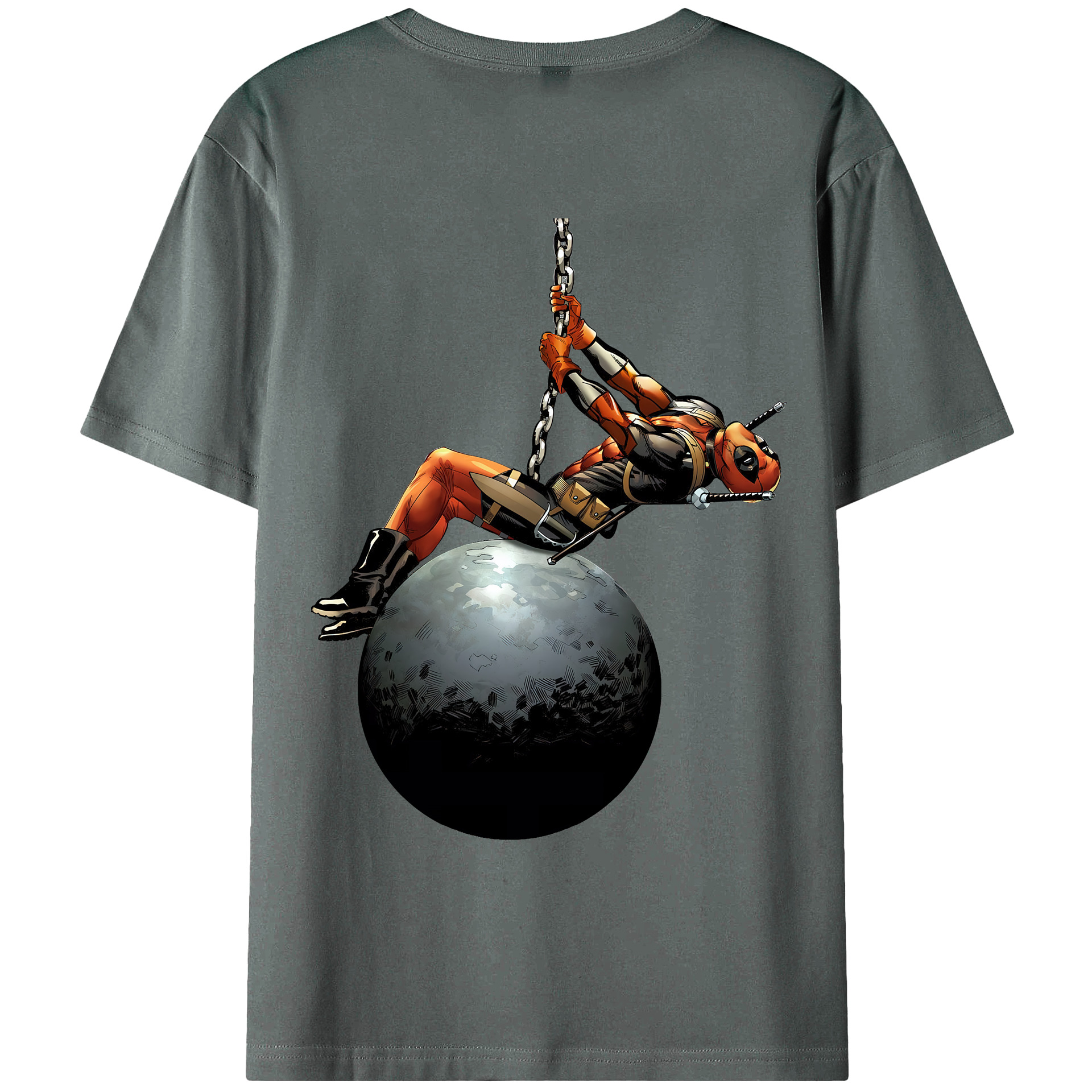 （画像用） Deadpool デッドプール 綿100％ メンズ半袖Tシャツ（バックプリント） 通気性